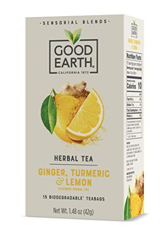Good Earth Sensorial Blend All Natural Ginger Turmeric and Lemon Herbal Tea 15 Count Pack of 5