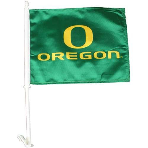 Logo Products Oregon Ducks Car Flag - Green with Yellow O