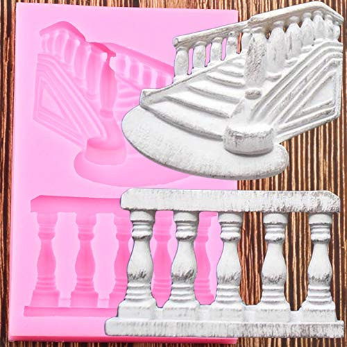 Fewear 3D Staircase Railing Border Silicone Molds DIY Cake Decorating Fondant Mold Cake Baking Candy Clay Chocolate Gumpaste Mould