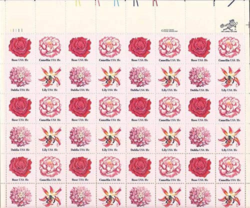 USPS Flower Issue Sheet of 48 x 18 Cent US Postage Stamps Scott 1876-79 USPS Flower Issue Sheet of 48 x 18 Cent US Postage Stamps Scott 1876-79