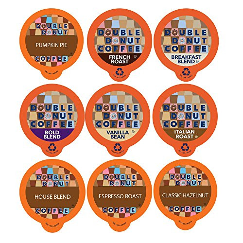 Double Donut Coffee, in Recyclable Single Serve Cups for Keurig K Cup Brewer, Variety Pack Sampler, 40 Count Double Donut Coffee, in Recyclable Single Serve Cups for Keurig K Cup Brewer, Variety Pack Sampler, 40 Count