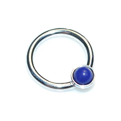 Silver Septum Piercing with 3mm Lapis Lazuli 16g Septum Ring Nipple Ring