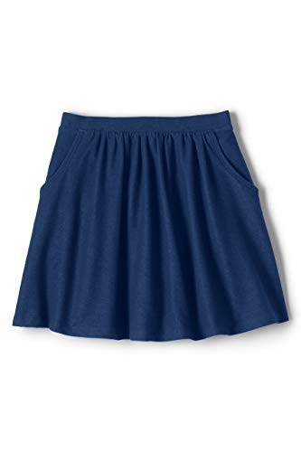 Lands' End Girls Gathered Knit Indigo Skort Medium Indigo Wash Big Kid Small