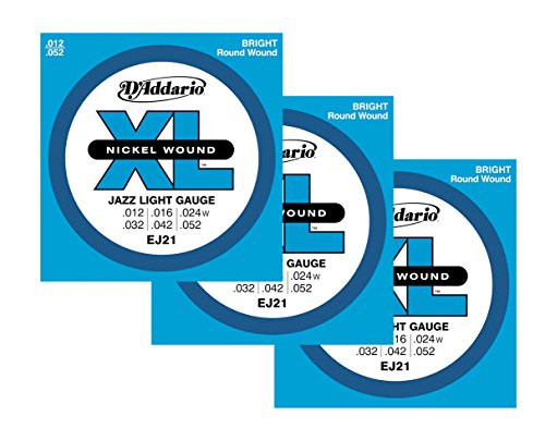 D'Addario EJ21 XL Nickel Jazz Light Electric Guitar Strings 3 Pack