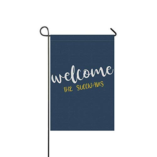 FunStudio Personalized Welocme Garden Flag for Outside Customized Name House Yard Lawn Decoration 12x18 Inch Double Sided