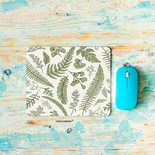 HGOD DESIGNS Gaming Mouse Pad LeavesGreen Leaves and Fern Pattern Mousepad Rectangle Non-Slip Rubber Mouse Pads-7.9"X9.5"-