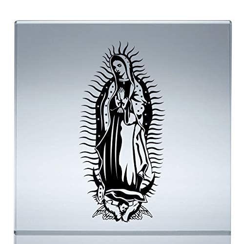 Virgin Mary Virgen de Guadalupe Sticker Decal calcomania Water Resistant -Black 12"x5.7"-