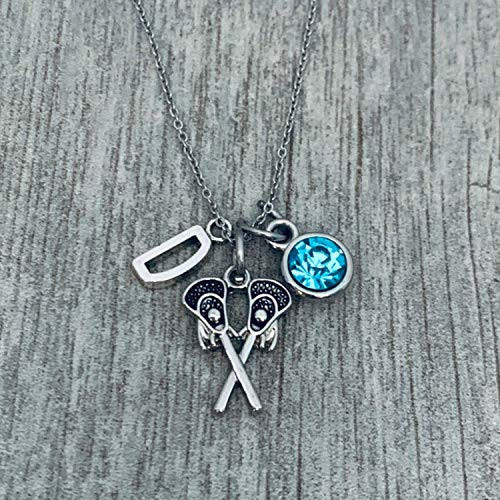 Personalized Girls Lacrosse Stick Charm Necklace Lacrosse Jewelry for Female Lacrosse Players Lax Gift