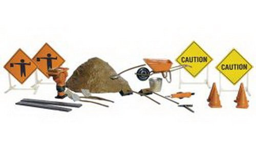 Woodland Scenics N Scale Scenic Accents Detail Set Road Crew Details Signs/Tools