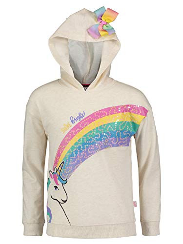 JoJo Siwa Little Girls Signature Bow French Terry Pullover Hoodie Rainbow Unicorn 6-6X