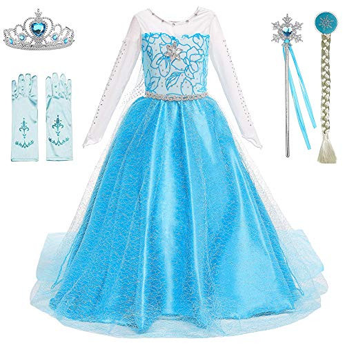 BanKids Princess Costume Birthday Party Dress Up for Little Girls with WigCrownWandGloves Accessories 4T-5T-Q89w-acc120cm- BanKids Princess Costume Birthday Party Dress Up for Little Girls with WigCrownWandGloves Accessories 4T-5T-Q89w-acc120cm-