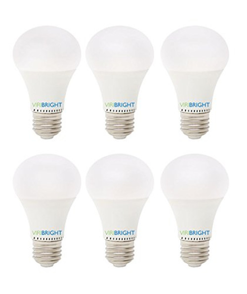 Viribright 750338, A19, 60 Watt Replacement, LED light Bulb, 2700K Warm White, E26 Base, Dimmable, Pack of 6