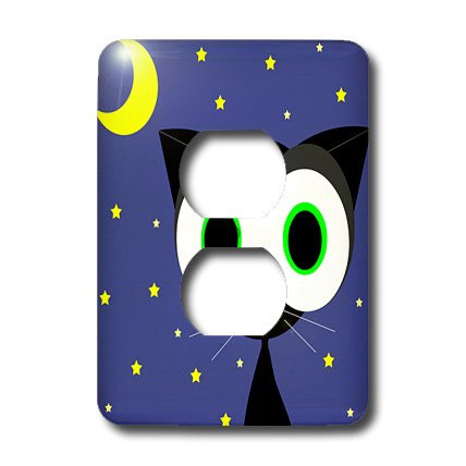 3dRose lsp_6086_6 Lucky Black Cat 2 Plug Outlet Cover Multicolored