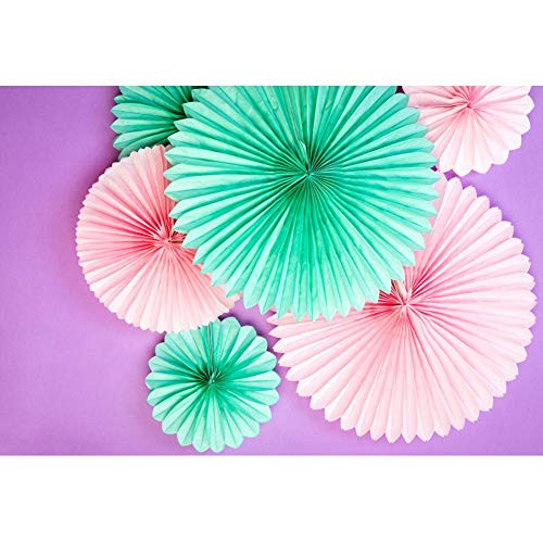 Baocicco 7x5ft Paper Flower Backdrop Red Green Paper Fans Photo Backdrop Purple Background Photography Background Wallpaper Decor Birthday Baby Shower Children Adults Portrait Studio Video Prop