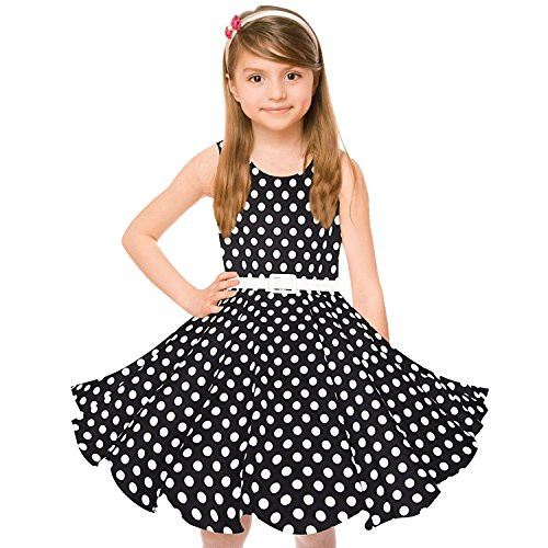 Girls 50s Vintage Swing Rockabilly Retro Sleeveless Party Dress for Special Occasion