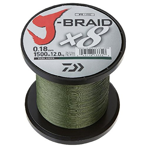 Daiwa, J-Braid x4 Braided Line, 300 Yards, 30 lbs.010" Diameter, Dark Green