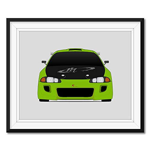 Mitsubishi Eclipse from the Fast and the Furious Inspired Poster Print Wall Art Decor Handmade Brian O'Connor -Paul Walker- 2G Eclipse Fast and Furious Art