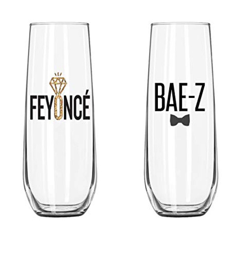 Feyonce and Bae-Z By Pretty Phoxie - Stemless Champagne Glasses Feyonce and Bae-Z By Pretty Phoxie - Stemless Champagne Glasses