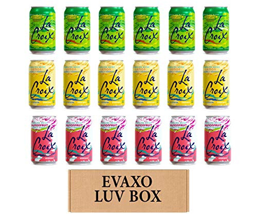 LUV BOX- variety La croix sparkling water cans 12 oz. pack of 18  KeyLime  Lemon  Passion fruit.N