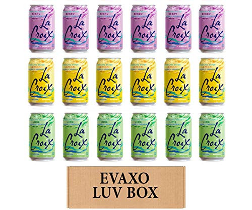 LUV BOX- variety La croix sparkling water cans 12 oz. pack of 18  Berry  Lemon  Lime.N