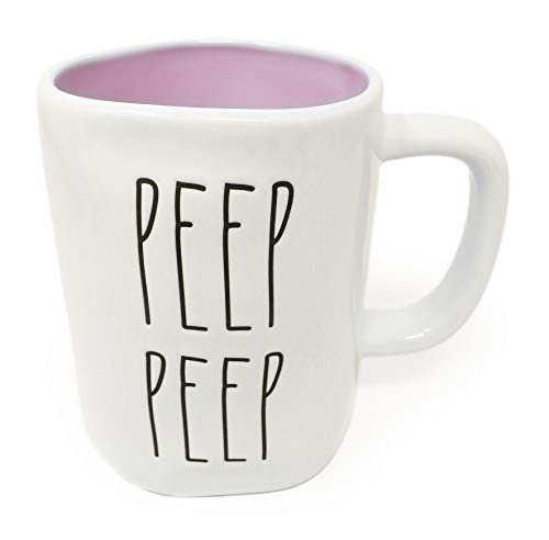 Rae Dunn By Magenta PEEP PEEP Ceramic LL Coffee Tea Mug With Pink Interior