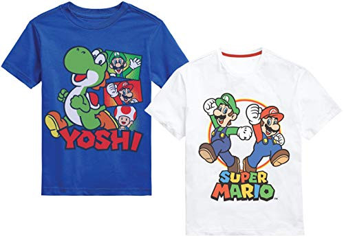 Nintendo Super Mario Bros. Boys Mario Kart and Friends Graphic Short Sleeve T-Shirts -7 Blue- 2Pack Nintendo Super Mario Bros. Boys Mario Kart and Friends Graphic Short Sleeve T-Shirts -7 Blue- 2Pack