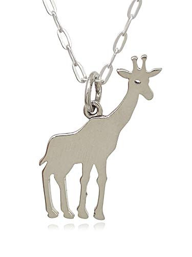Sterling Silver Giraffe Flat Charm Necklace 18"