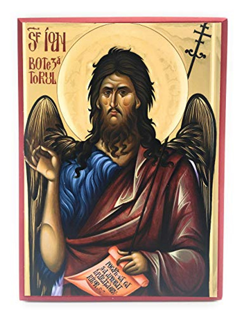 Wooden Byzantine Orthodox Christian Icon of Prophet John the Forerunner and Baptist of Christ-Saint John the Baptist -5" x 7"- Wooden Byzantine Orthodox Christian Icon of Prophet John the Forerunner and Baptist of Christ-Saint John the Baptist -5" x 7"-