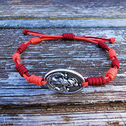 Knotted Cord Catholic Rosary Bracelet - Patron Saint Medals - Prayer Beads - Men Women Boys Girls Religious Gift