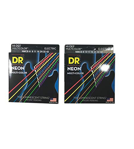 DR Guitar Strings Electric Neon Multicolor 9-42 Lite 2 Pack