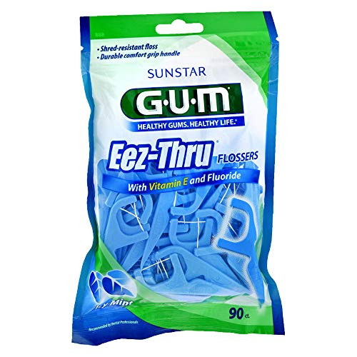 GUM Advanced Care Flossers with Vitamin E Fluoride Fresh Mint 90 ct -Pack of 8-