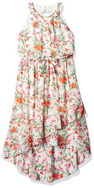 Speechless Girls' High Neck Blouson Dress Ivory-Floral 7