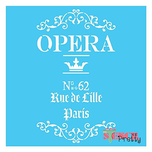 French Opera Stencil Best Vinyl Large Stencils for Painting on Wood Canvas Wall etc.-L -11.5" x 20"- Brilliant Blue Color Material