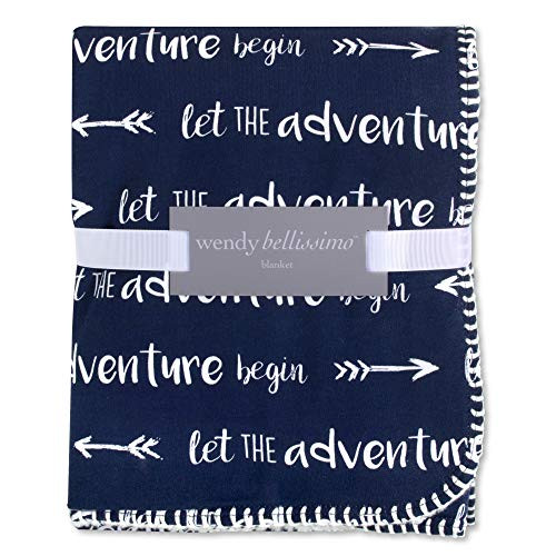 Wendy Bellissimo Super Soft Plush Baby Blanket - Adventure in Navy + White