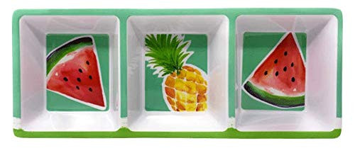 Coastal Living Seascapes Watermelon and Pineapple Melamine 3 Sectioned Serving Tray 15-Inch