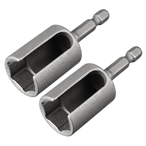uxcell 2 Pcs 17mm Nut Driver 1-4" Quick-Change Hex Shank Slotted Drill Bit Socket Wrench Tool 2.5 Inch Length