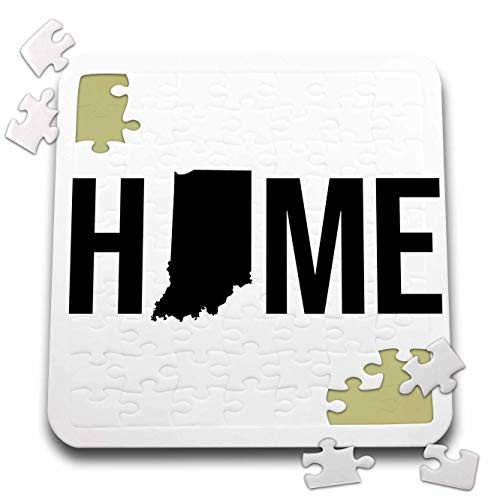 3dRose Stamp City - Typography - Home with Indiana State as The O. White Background. - 10x10 Inch Puzzle -pzl-323993-2-