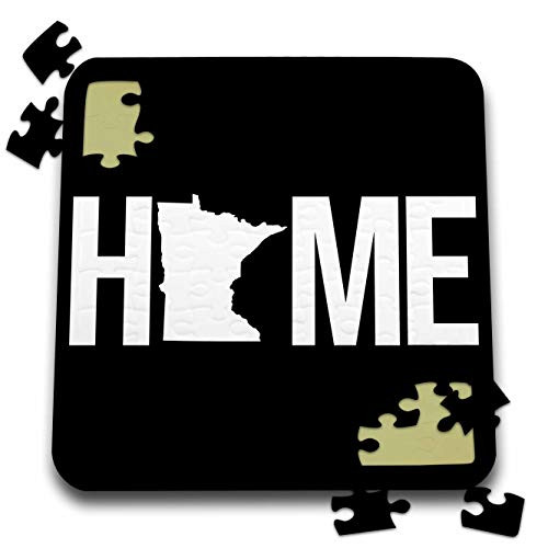 3dRose Stamp City - Typography - Home with Minnesota State as The O. Black Background. - 10x10 Inch Puzzle -pzl-324082-2-
