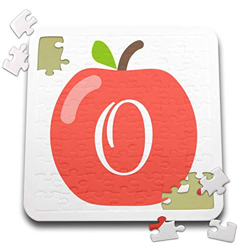 3dRose Stamp City - Typography - Monogram Letter O Inside a red Apple on a White Background. - 10x10 Inch Puzzle -pzl-324772-2-