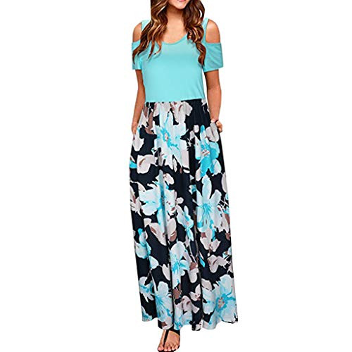 HULKAY Cold Shoulder Dresses for Women?Summer Off Shoulder Short Sleeve Floral Print Elegant Maxi Dress?Womens Casual Long Dress-GreenL- HULKAY Cold Shoulder Dresses for Women?Summer Off Shoulder Short Sleeve Floral Print Elegant Maxi Dress?Womens Casual Long Dress-GreenL-