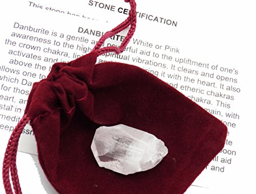 Fundamental Rockhound Products- Danburite from Charcas San Luis Potosi Rough Crystal Gemstone with Carrying Pouch info Card Stone Certification -17 Gram-