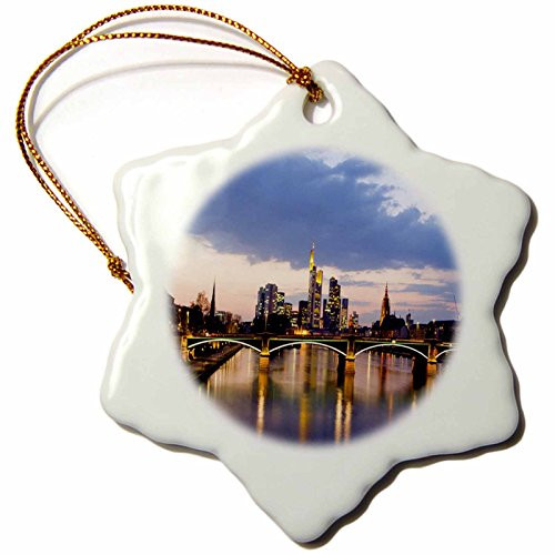 3dRose Florene Germany - Frankfurt Germany - 3 inch Snowflake Porcelain Ornament (orn_52350_1)