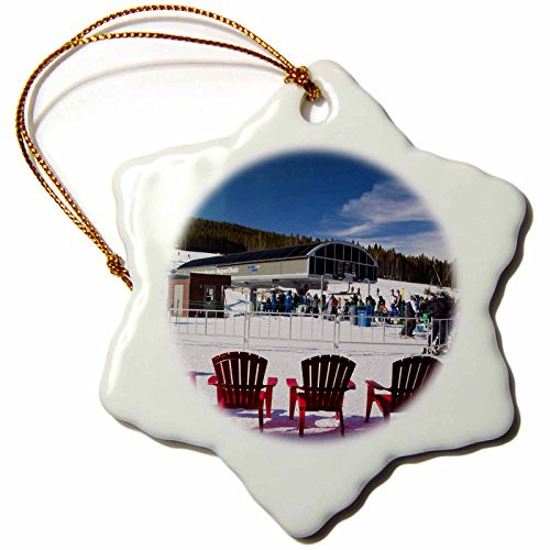 3dRose orn_143227_1 USA  Colorado, Breckenridge, Ski Lodge, Peak 7-Us06 Wbi0083-Walter Bibikow-Snowflake Ornament, 3-Inch, Porcelain