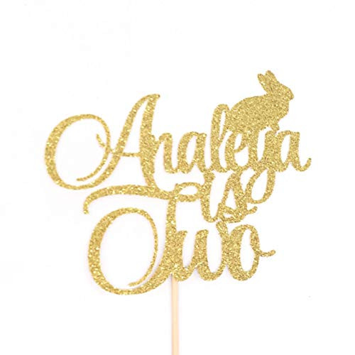 Atelier Elegance ANY NAME Some Bunny is Two Cake Topper Bunny Two Cake Topper Easter 2nd Birthday