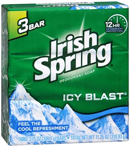 Irish Spring Deodorant Bar Soap Icy Blast 3.75 oz bars 3 ea -Pack of 7-