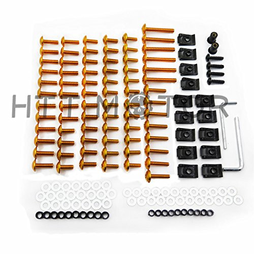 HTTMT MT215-017B- Complete Fairing Bolts Screws Fasteners Kit Compatible with Suzuki Gsxr 600 750 1000 Gold