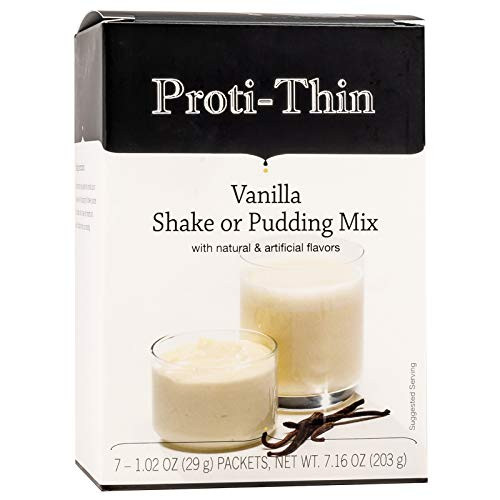 Proti-Thin High Protein Creamy Vanilla Pudding-Shake Mix 15g Protein Low Calorie Low Carb Low Fat Low Sugar Gluten Free Aspartame Free KETO Friendly Ideal Protein Compatible 7 Count Box