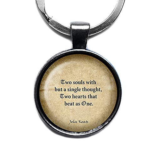John Keats Two Souls with a Single Thought Silver Keychain Keyring
