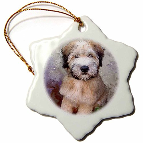 3dRose Dogs Soft Coated Wheaten Terrier - Soft Coated Wheaten Terrier - 3 inch Snowflake Porcelain Ornament (orn_4810_1)
