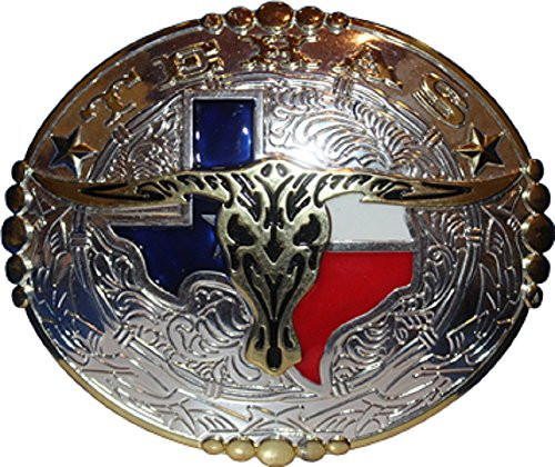 K's Novelties Texas Texans Map of TX Lone Star Gold and Silver Belt Buckle